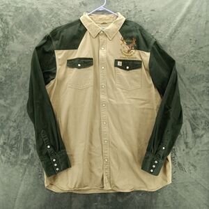 Carhartt Shirt Mens 2X Tall Western Pearl Snap Button Down Canvas AZ Sportsman